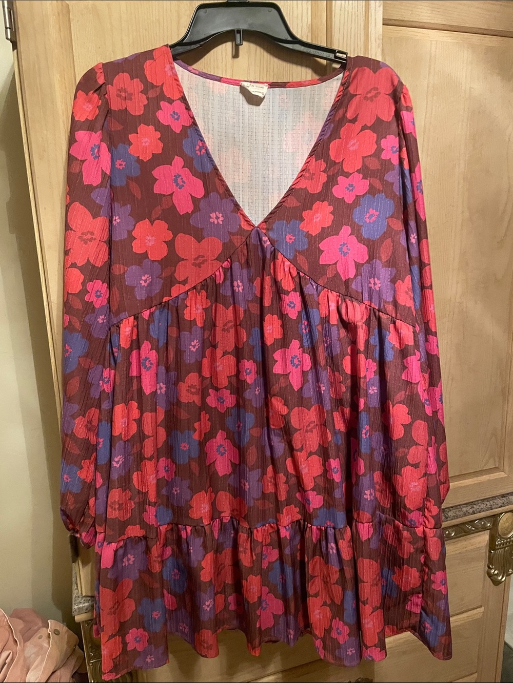 Peach Love California Pink and Purple Floral Trim Top